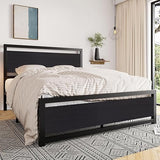 Full Bed Frame with Headboard, Heavy Duty Metal Platform Bed Frame with Strong Support,