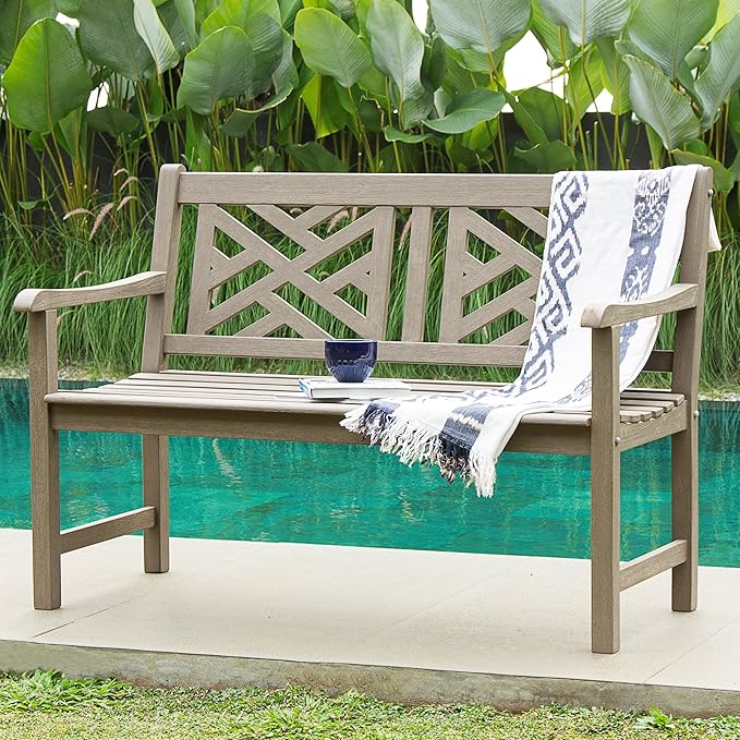 Lutyens 5-Foot Teak Wood Outdoor Garden Bench for Patio Furniture, Weather-Resistan