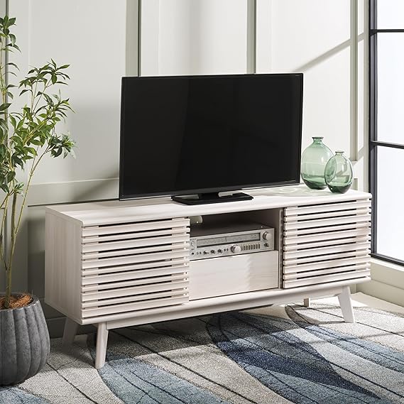 Home Collection ESMA Walnut Low Sideboard Media Stand Fits up to 60" Flatscreen TV