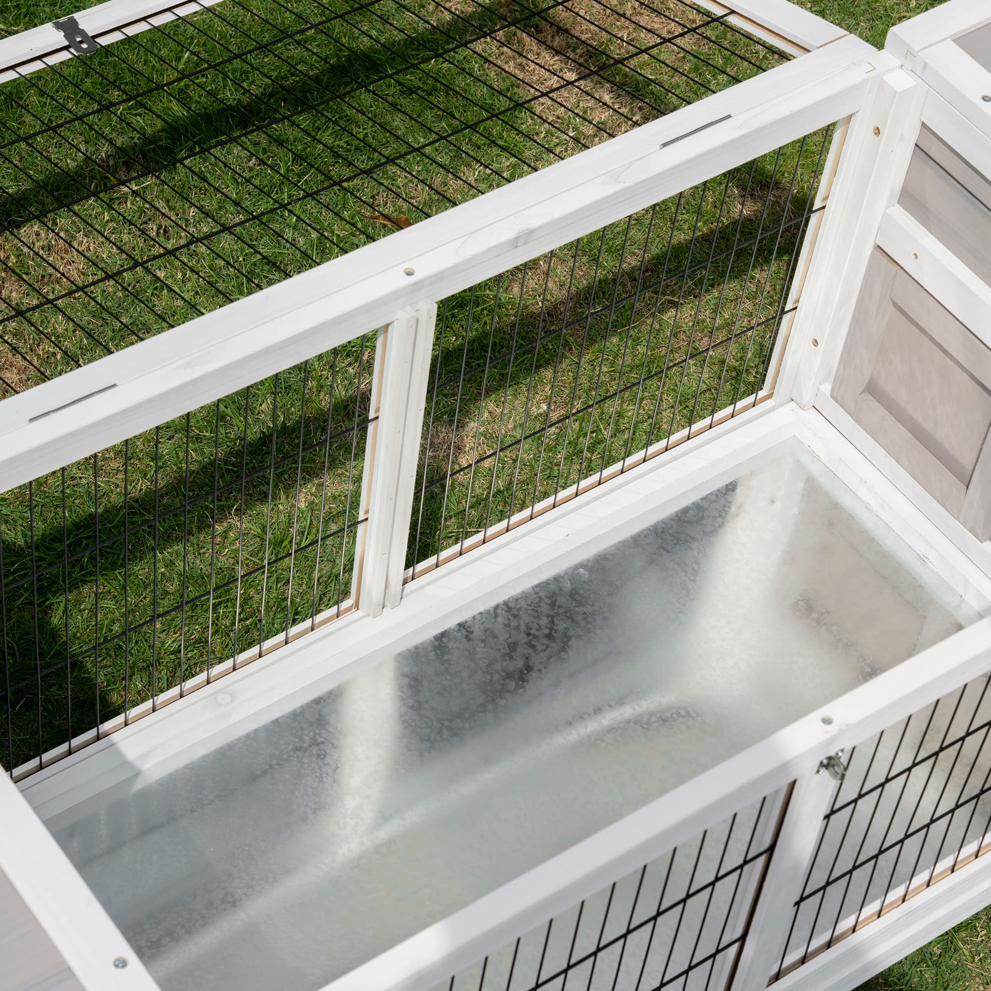 Rabbit Hutch, Bunny Cage, Guinea Pig House with Pull-Out Tray, and Divided Board