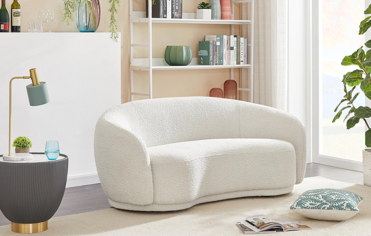 693Cream-L Hyde Collection Modern | Contemporary Boucle Fabric Upholstered Loveseat