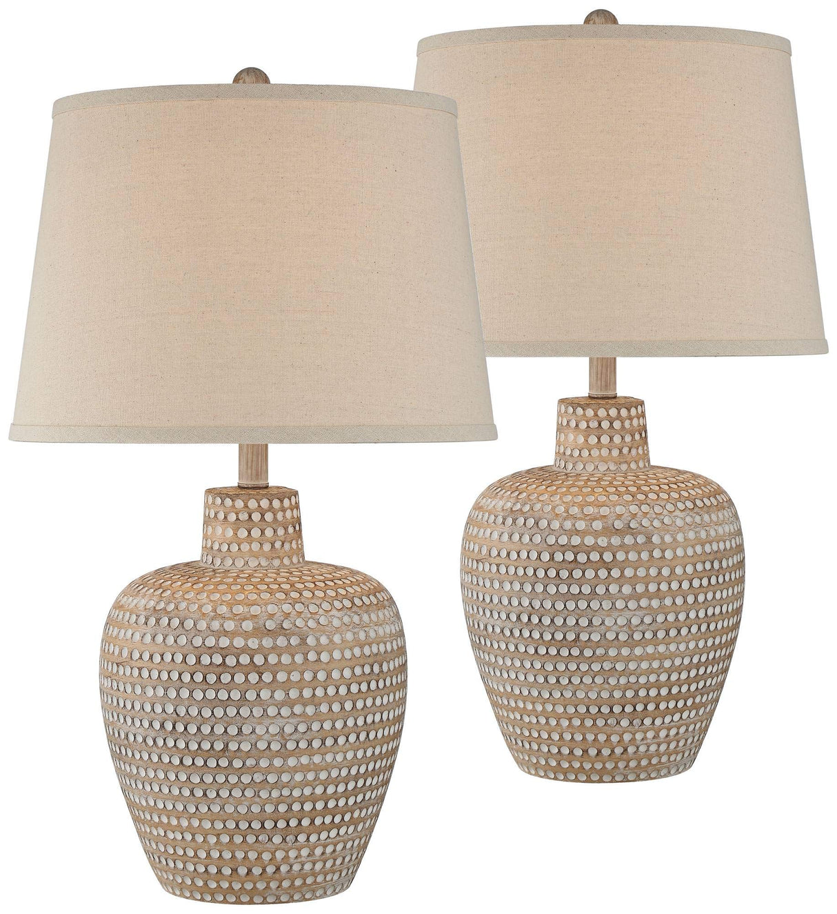 Glenn Rustic Southwestern Style Pot Table Lamps 27" Tall Set of 2 Dappled Sandy Beige