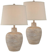 Glenn Rustic Southwestern Style Pot Table Lamps 27" Tall Set of 2 Dappled Sandy Beige