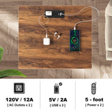 Side Table with Charging Station and LED Lights, Sofa End Table with USB Ports