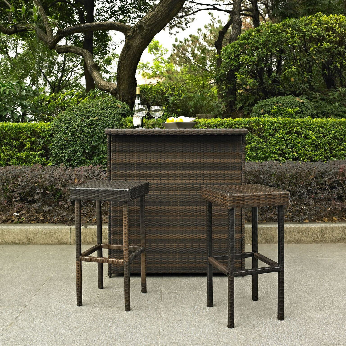 Palm Harbor Wicker Outdoor Bar Stools, Set of 2, Patio Furniture for Backyard, Balcony