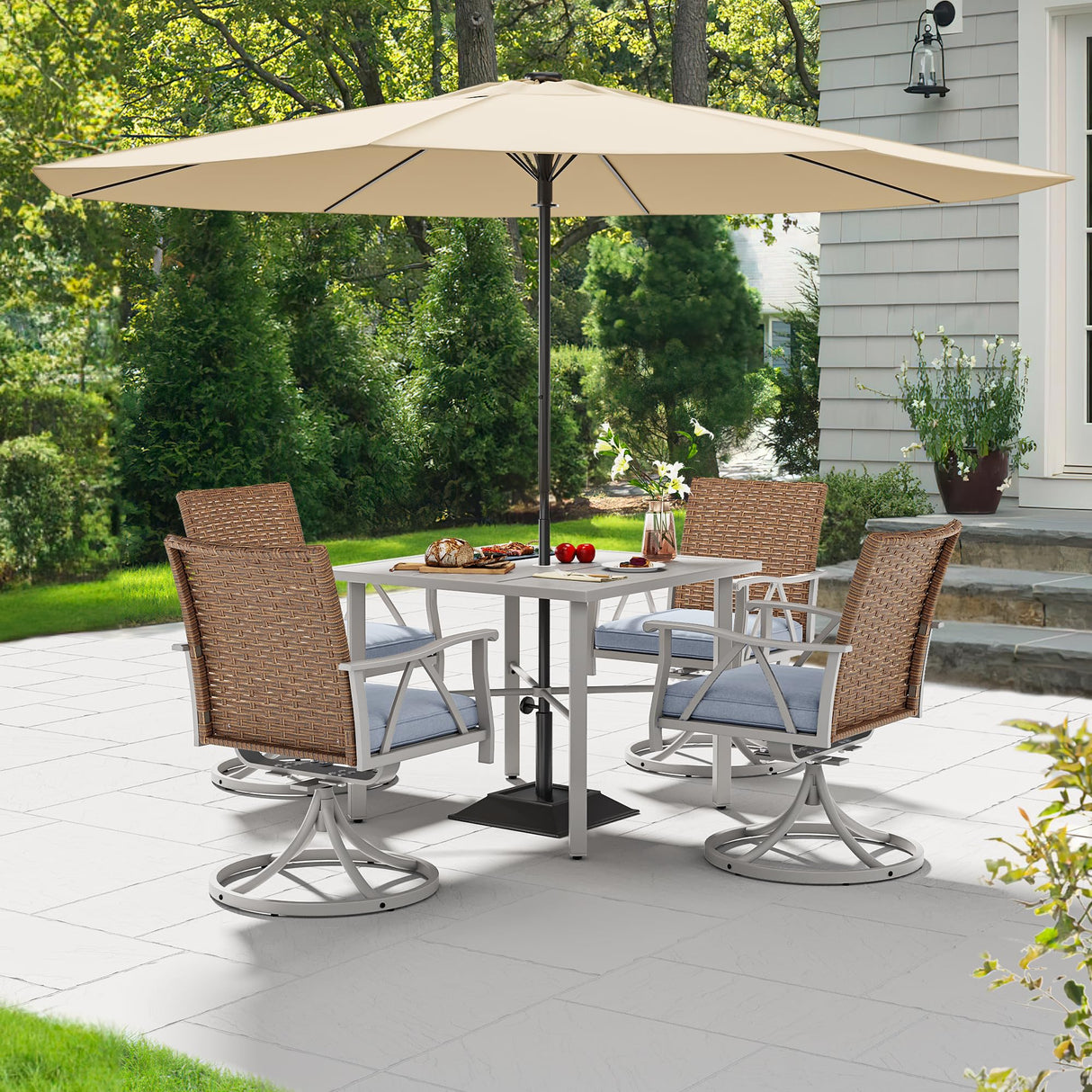 Patio Rocking Chairs Set of 4, Outdoor Patio Furniture Dining Rocking Chairs