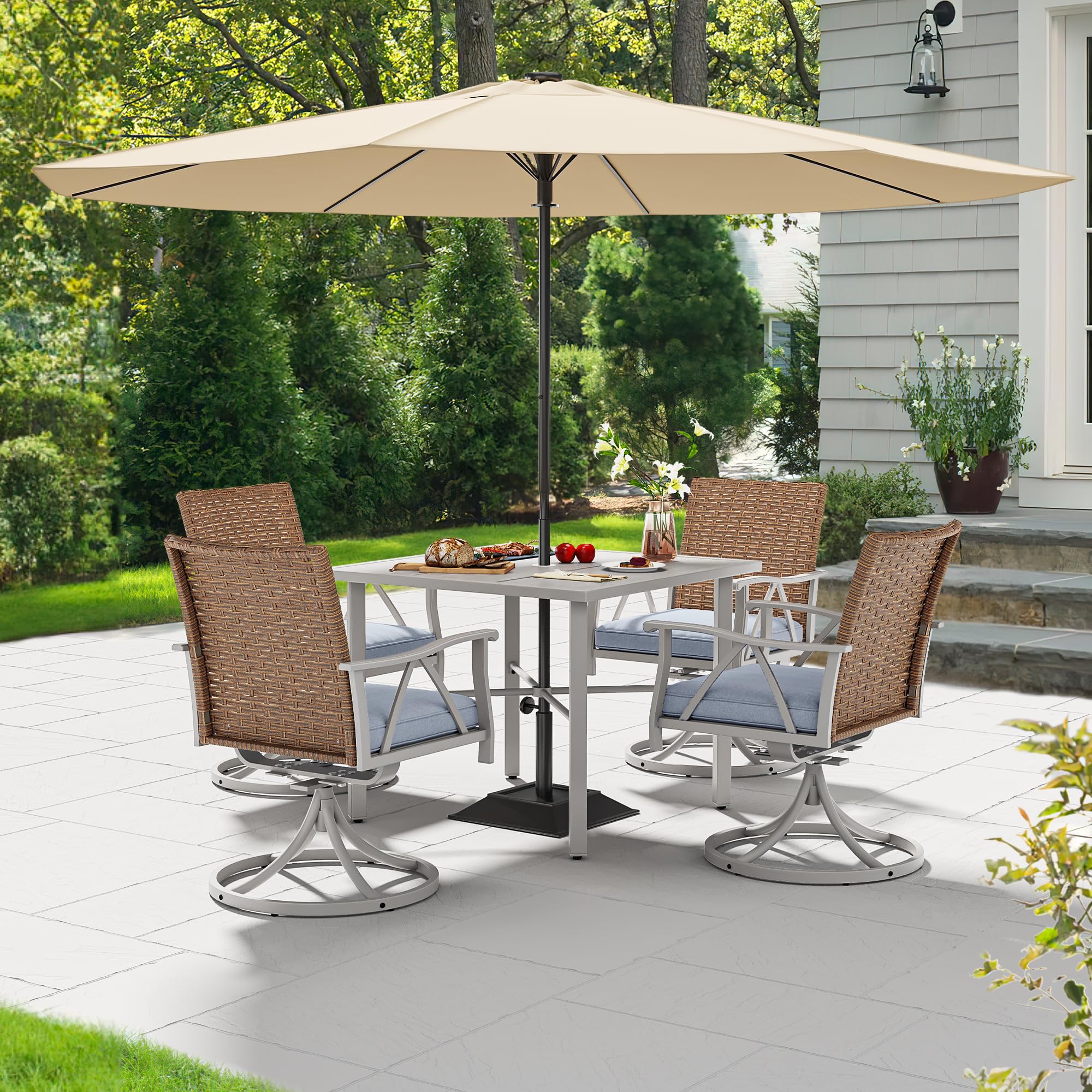 Patio Rocking Chairs Set of 4, Outdoor Patio Furniture Dining Rocking Chairs