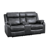 Wall-Hugger Manual Double Lay Flat Reclining Loveseat, Gray