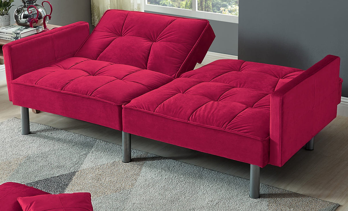 Velvet Loveseat Futon Convertible Sofa Bed for Living Room and Couch