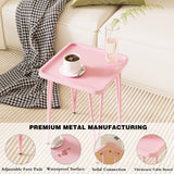 Table, Small Side Table for Small Spaces, Small Metal End Table, Easy Assembly Pink