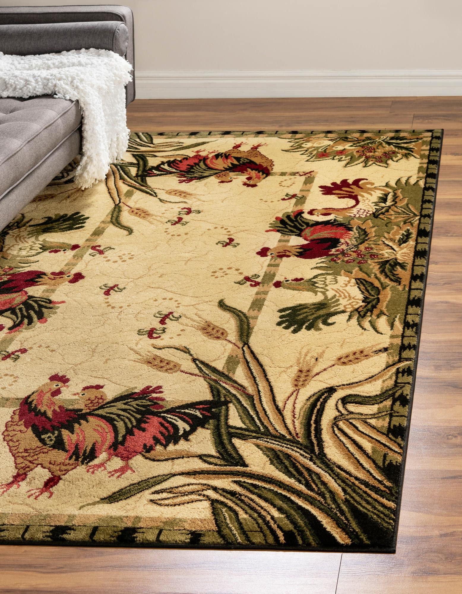 Rugs.com Pastoral Collection Rug – 10' x 14' Cream Medium Rug Perfect for Living Rooms, Large Dining Rooms, Open Floorplans