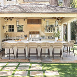 Outdoor Bar Stools Set of 4, 26.8" H Rattan Outdoor Counter Height Bar Stools