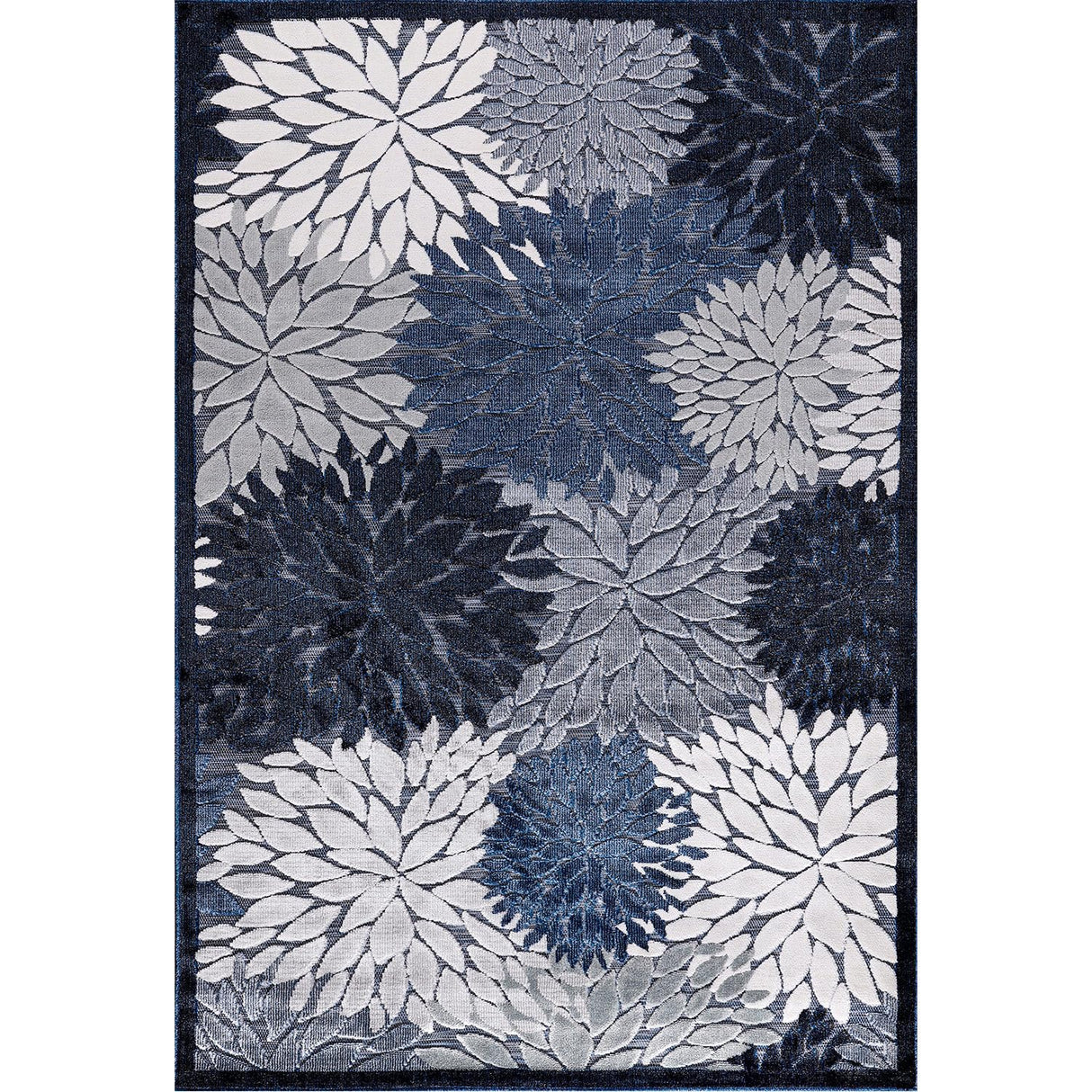 Indoor/Outdoor Rug, Navy Blue 6’x9’ Floral Exotic Tropical Area Rugs for Indoor and Outdoor