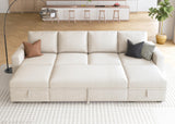 Modular Sectional Sleeper Sofa Bed, Sectional Couch with Pullout Bed U Shaped Modular Couch