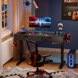 LED Electric Standing Gaming Desk with Double Drawers,47x23 Inch Standing Desk