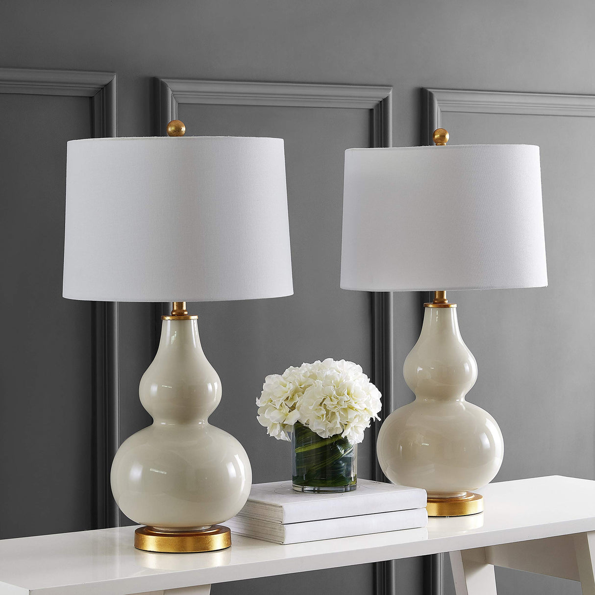 Lighting Collection Karlen Modern Contemporary Cream/ Gold Leaf Double Gourd