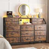 55”W Black Dresser, Dresser for Bedroom, Dresser with 13 Large Drawer