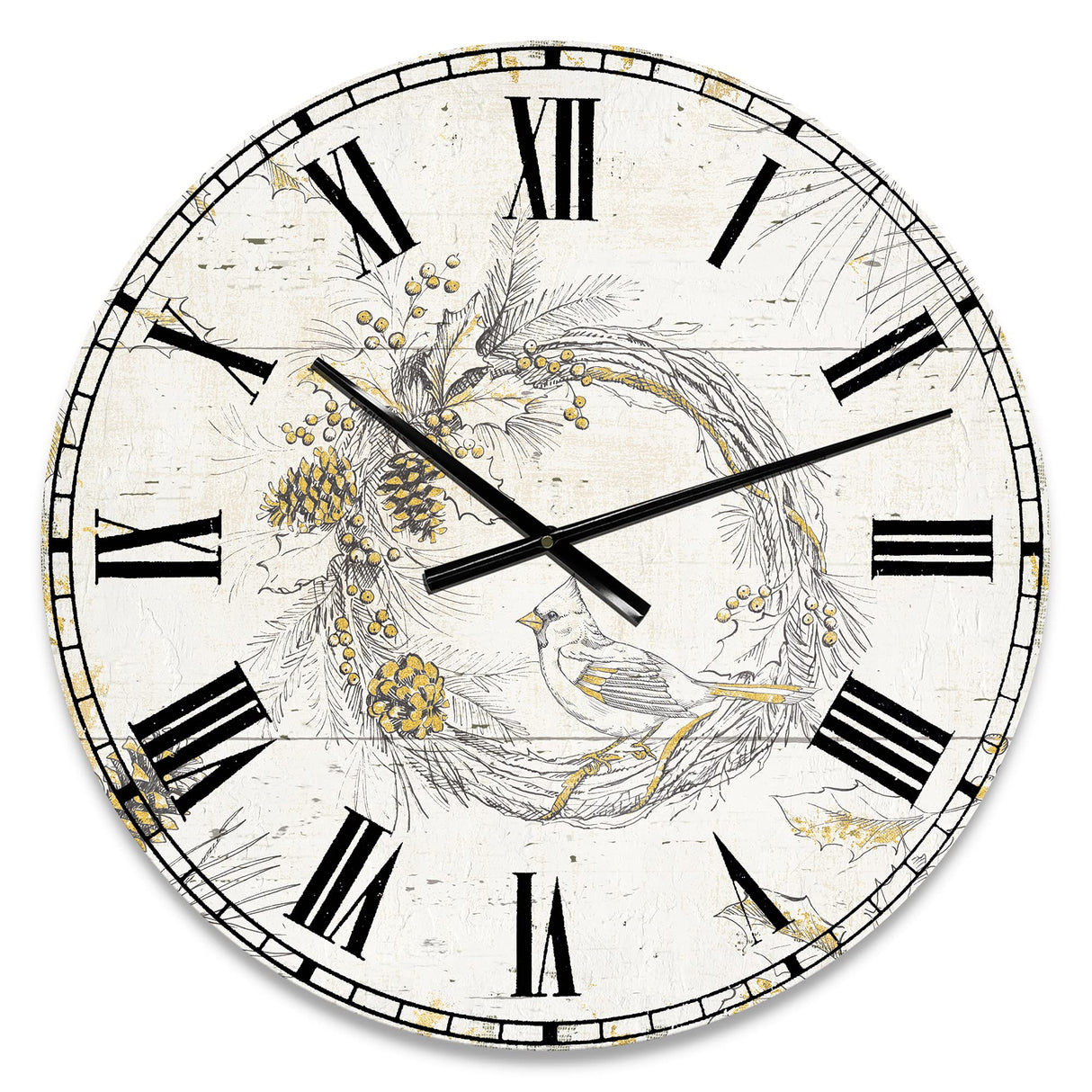 Traditional Wall Clock 'Gold Beautiful Cardinals'