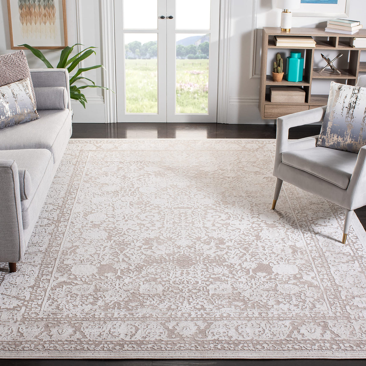 9x12 Area Rug - Reflection Collection - Beige & Cream Non-Shedding