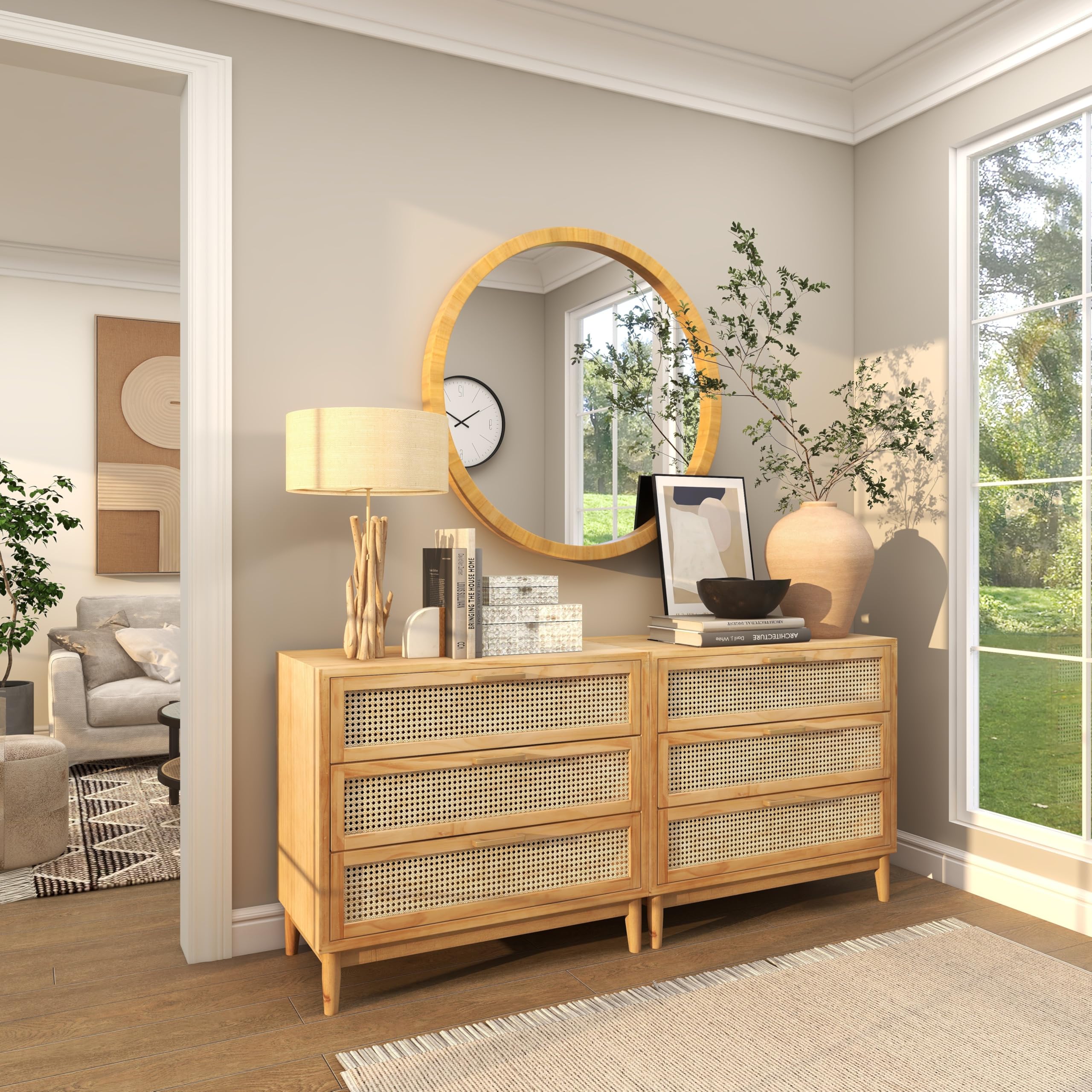 Wood Room Wall Mirror Minimalistic Entryway Mirror, Wall Mounted Mirror 40" x 3" x 40"