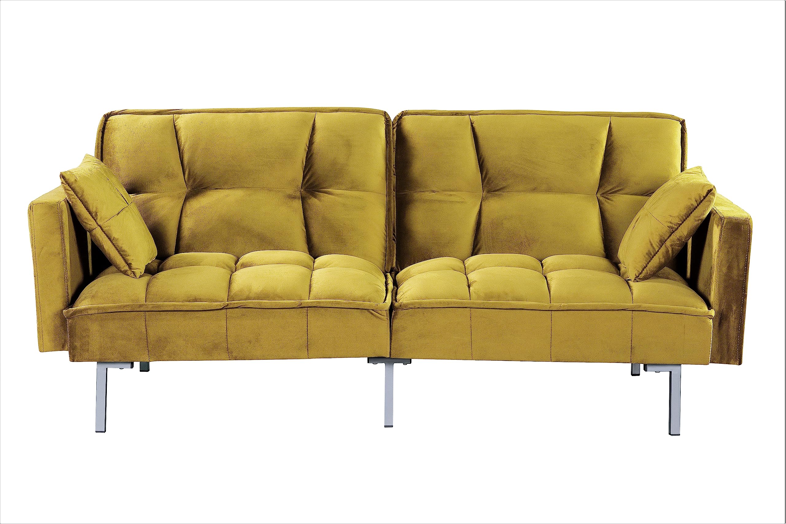 Regal Convertible Sleeper Sofa Bed, Velvet Pull Out Couch with Mid-Century Style