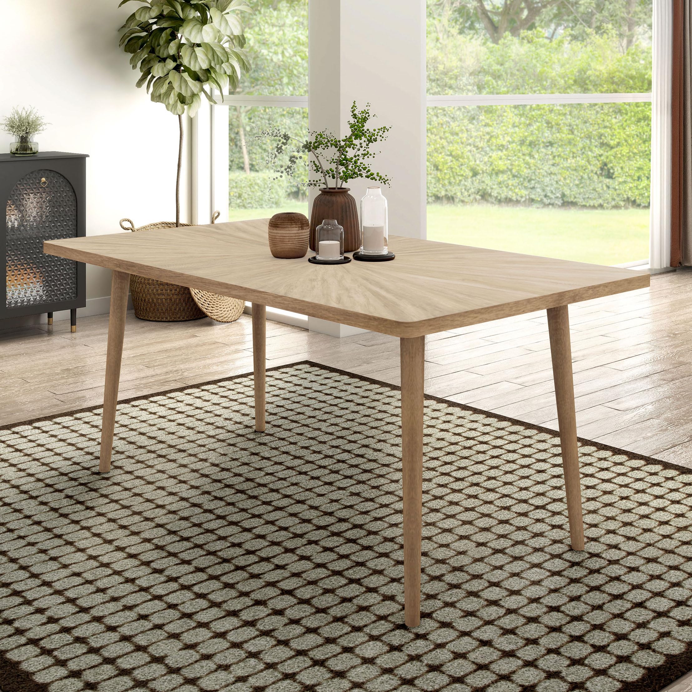 Eamon Modern Farmhouse Solid Wood 68-inch Brown Rectangle Dining Table