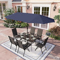 Patio Umbrella, 59"x35.4" Rectangle Metal Dining Table