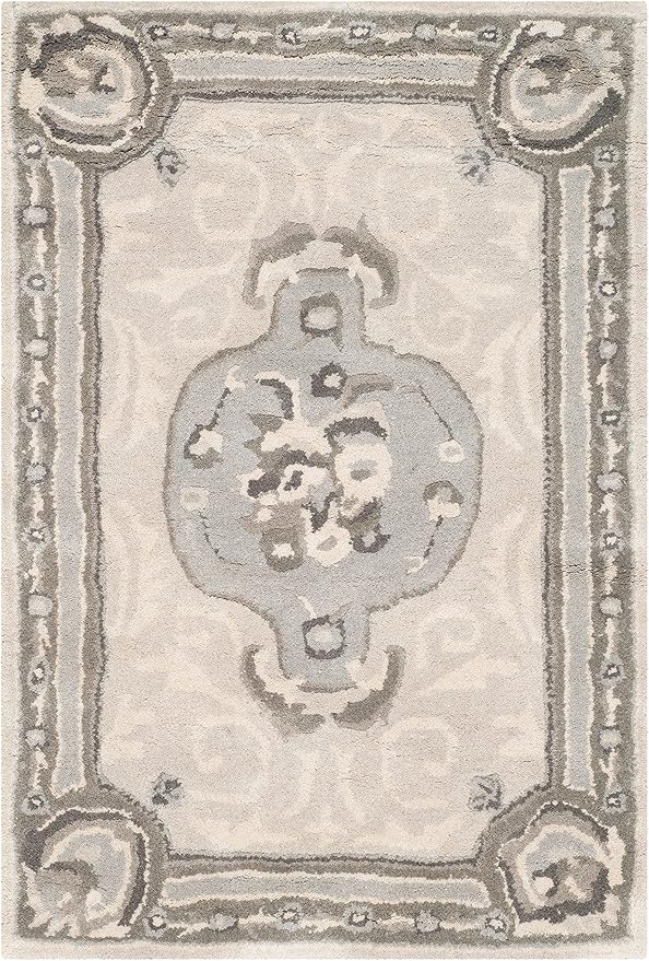 Empire Collection 2' x 3' Beige/Light Grey EM414D Handmade Traditional European