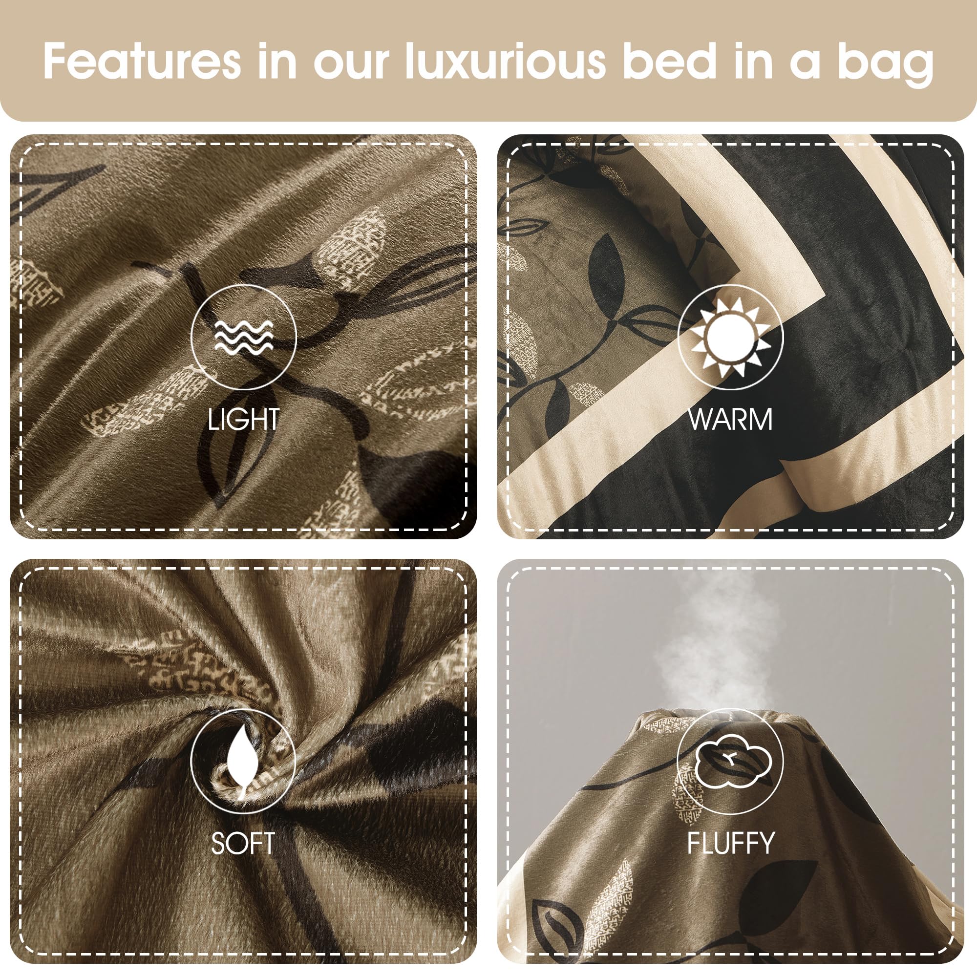 Bronze Leaves Comforter Set - California King 7 Piece