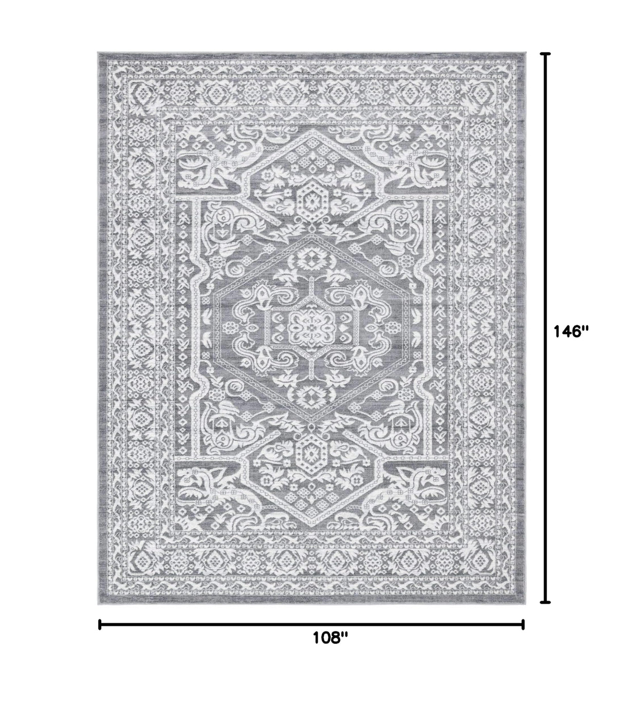 Unique Loom Boston Collection Area Rug - Medallion (9' x 12' 2" Rectangle, Gray/ Ivory)