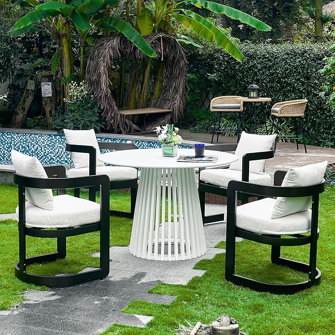 Upholstered Outdoor Dining Chairs, Modern Patio Dining Chairs Set of 6