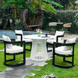 Upholstered Outdoor Dining Chairs, Modern Patio Dining Chairs Set of 6