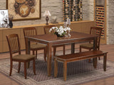 Dudley 6 Piece Modern Dining Set Contains a Rectangle Wooden Table and 4 Linen