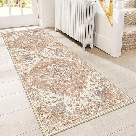 Area Rugs 6x9 Machine Washable Rug for Living Room, Non Slip Vintage Indoor Rug, Low