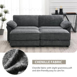 Deep Seat Sectional Sofa with 2 Ottoman, 81" Chenille Large Loveseat Sofa Sleeper