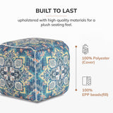Anji Mountain Square Pouf , 20" x 20" x 20", Blue and Gray