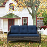 73'' Outdoor Patio Couch Wicker Sofa - 3 Seater Rattan Sofa