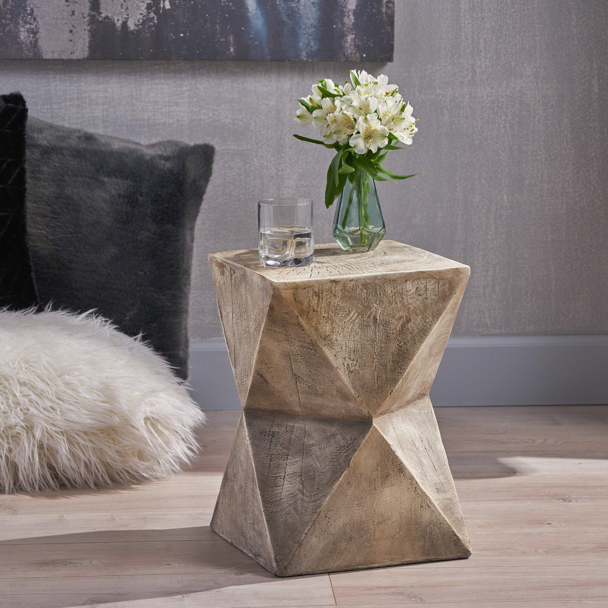 Christopher Knight Home Manuel Weight Concrete Accent Table, Light Gray - Bircata
