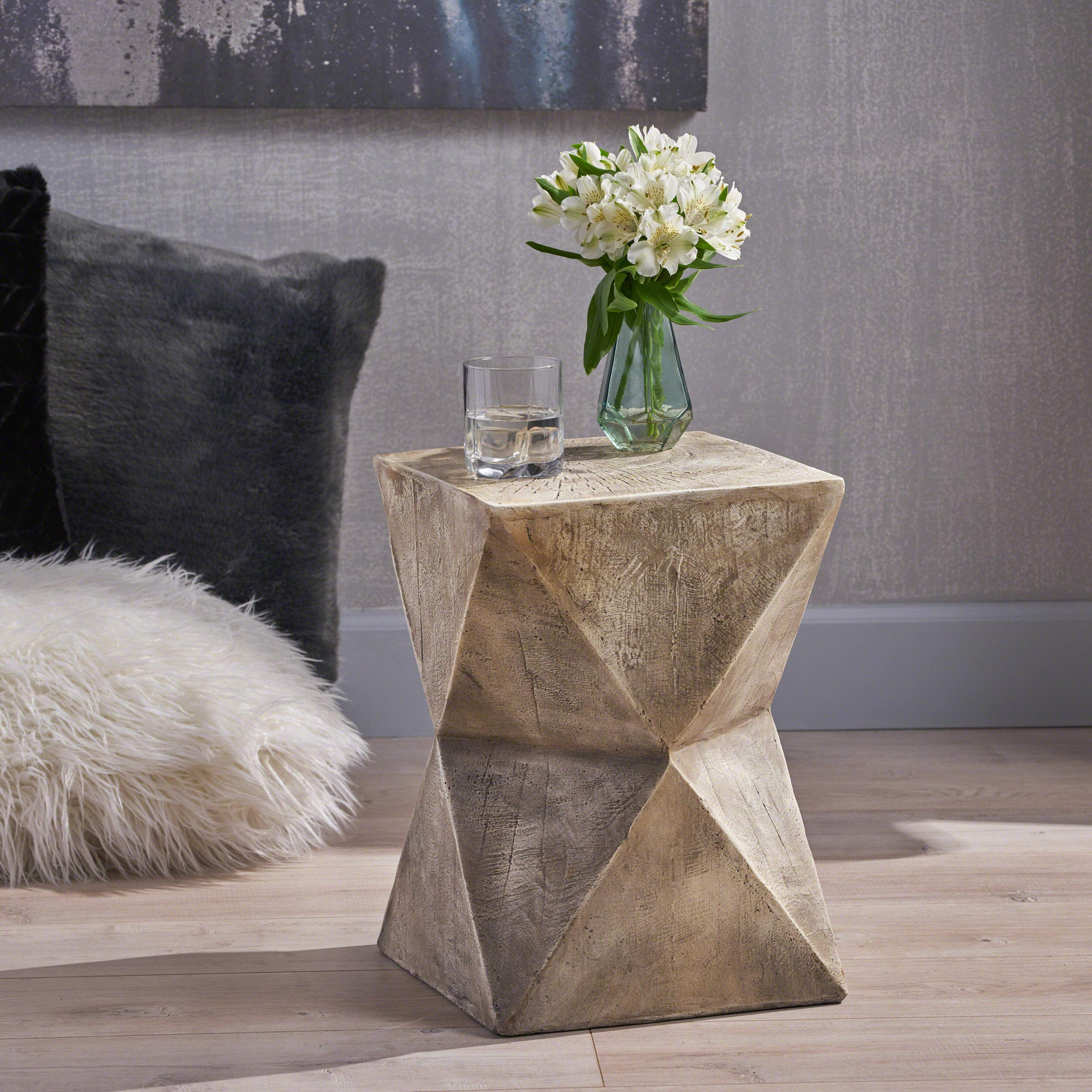 Christopher Knight Home Manuel Weight Concrete Accent Table, Light Gray - Bircata