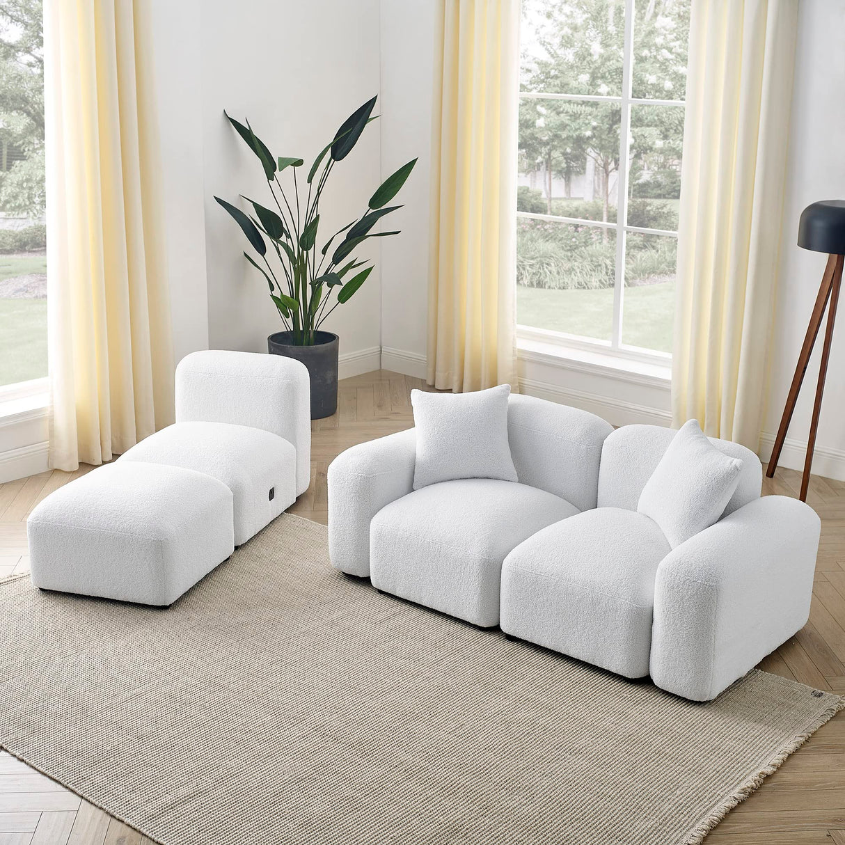 Modular Sectional Sofa, Convertible L Shaped Couch, 94.5" Minimalist Cloud Couches