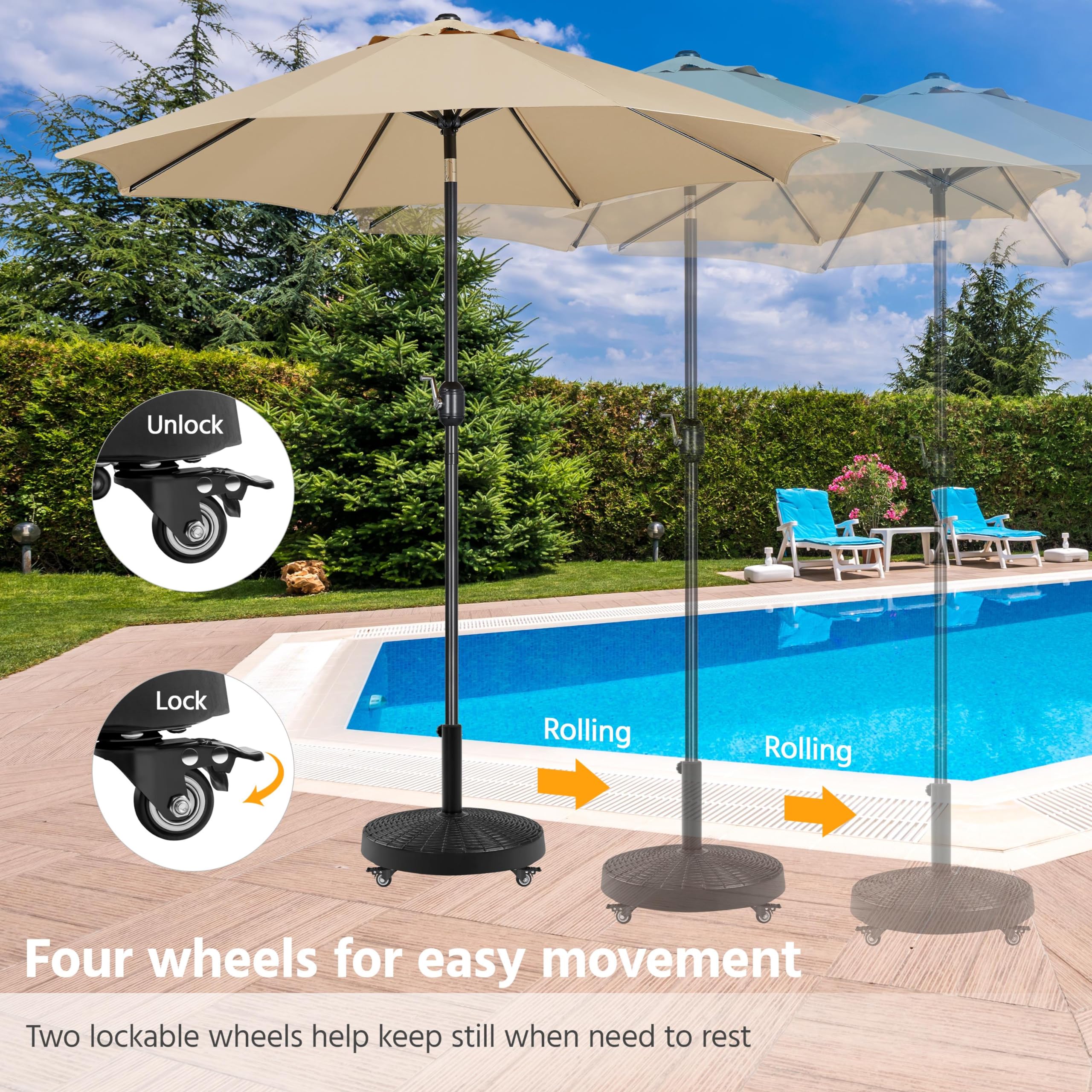 20.5" 55.7lbs Patio Umbrella Base Self-weight Heavy-Duty Resin Base Stand
