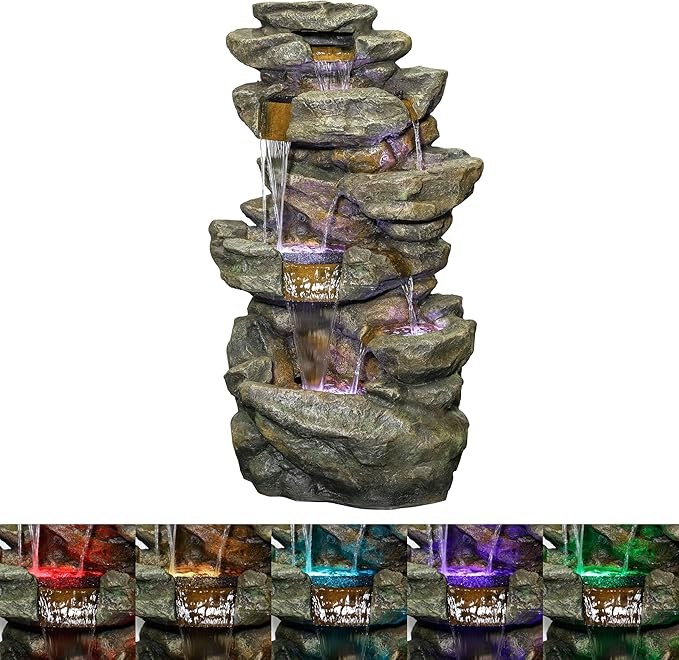 TZL292 Outdoor Floor Cascading Stone Tower Fountain