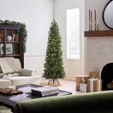 Pre-Lit 'Feel Real' Artificial Slim Downswept Christmas Tree, Green, Douglas Fir