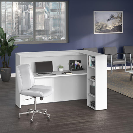 Studio C 72W Reception Desk with Shelves in White