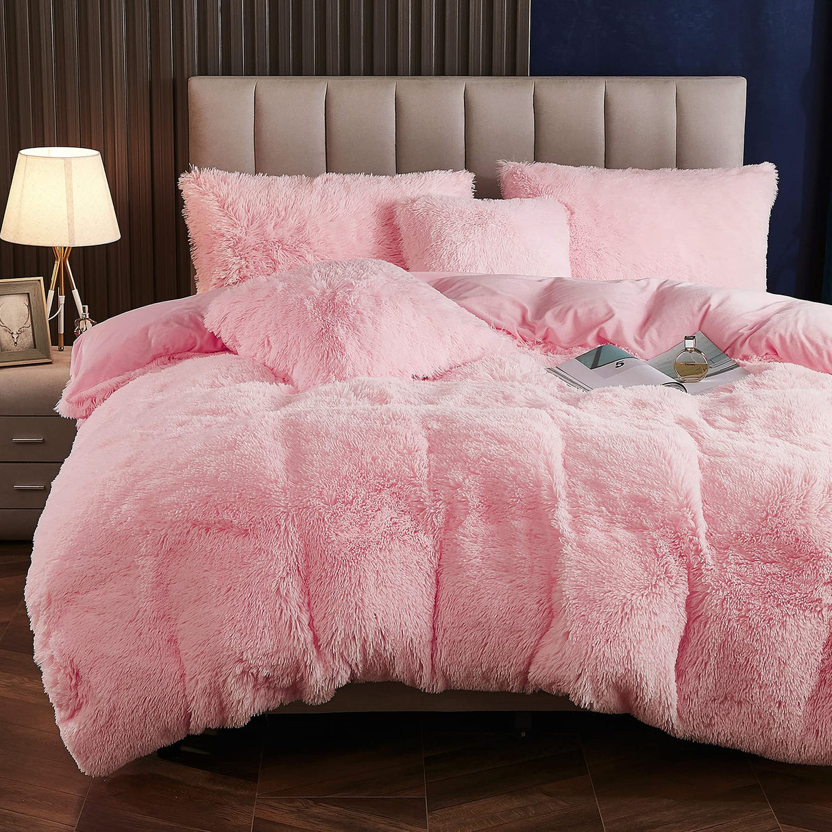 Plush Fluffy Duvet Cover King Size Luxury Ultra Soft Shaggy Duvet Cover Set Faux Fur
