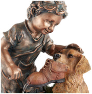 Northport Modern Boy Plays with Dog Outdoor Floor Water Fountain 24 3/4" High Modern for Garden Backyard Patio Porch Home Bedroom House Living Room Relaxation Exterior Balcony - John Timberland