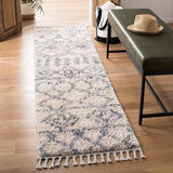 Berber Fringe Shag Collection 6'7" Square Cream/Grey BFG626A Moroccan Non