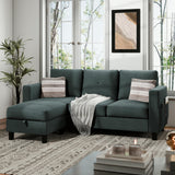 Convertible Sectional Sofa Couch, 3 Seat L Shaped Sofa with Removable Pillows