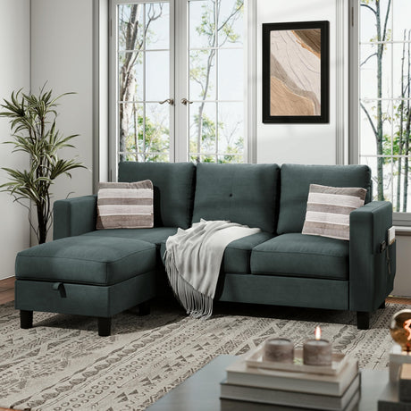 Convertible Sectional Sofa Couch, 3 Seat L Shaped Sofa with Removable Pillows