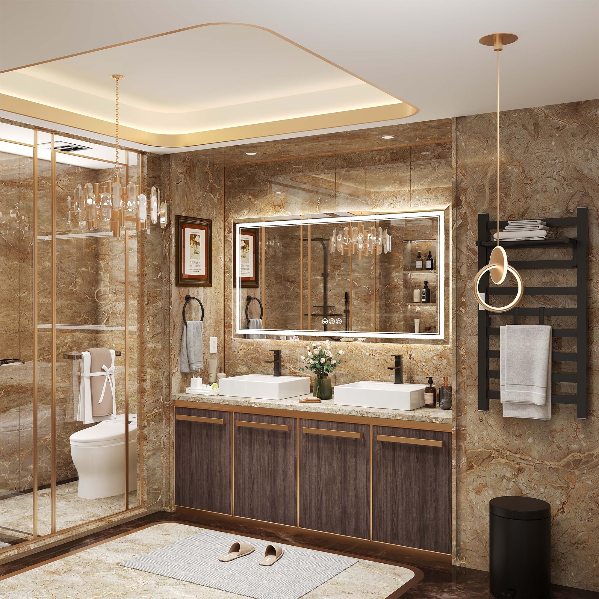 Mirror for Bathroom with Front Light and Backlit